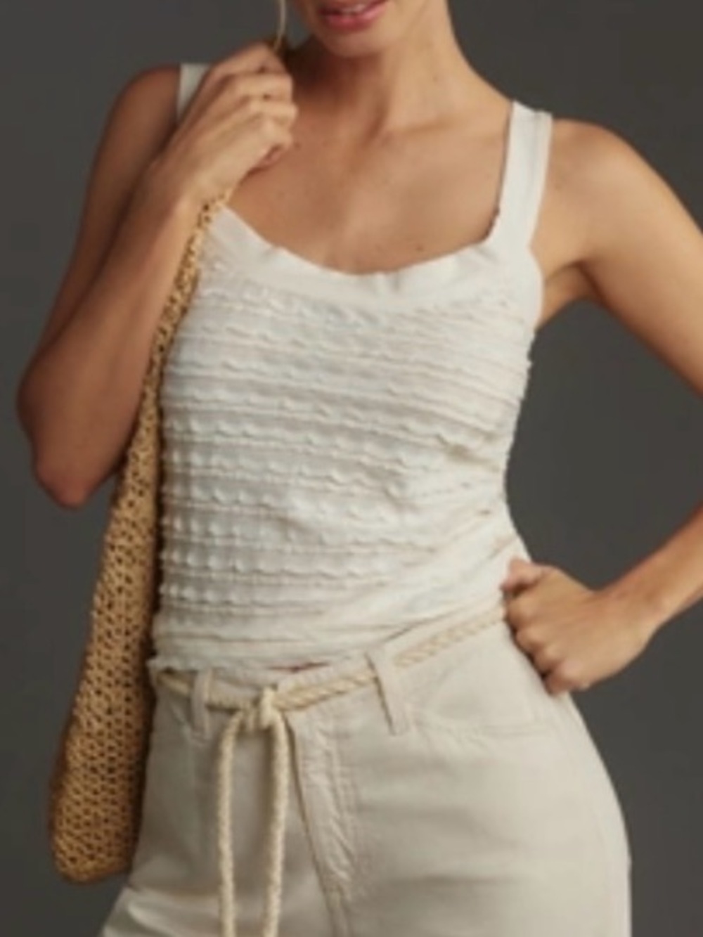Anthropologie Scoop Neck Ruffle Tank